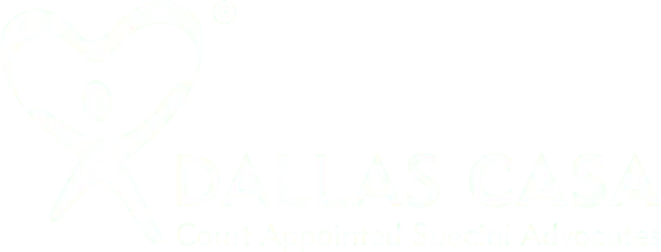 Dallas CASA logo with a heart-shaped figure and the text "Dallas CASA, Court Appointed Special Advocates.