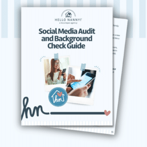 Cover of "Social Media Audit and Background Check Guide" with photos of a woman on a laptop and a phone.